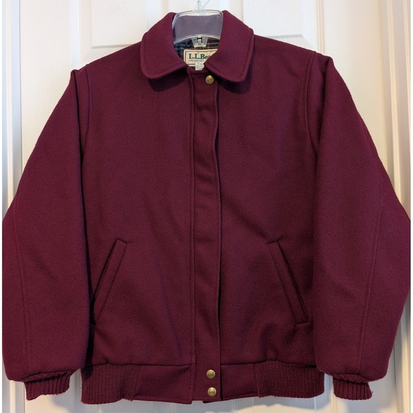 L.L. Bean Jackets & Blazers - Vintage 80's LL Bean Women's S Wool Bomber Jacket Burgundy Lined BEAUTIFUL